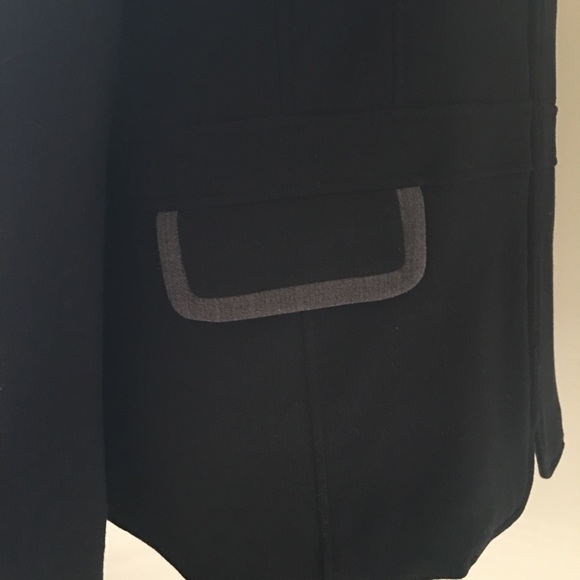 ✂️Dialogue Midi Black Zip Coat with Grey Trim - Picture 4 of 4